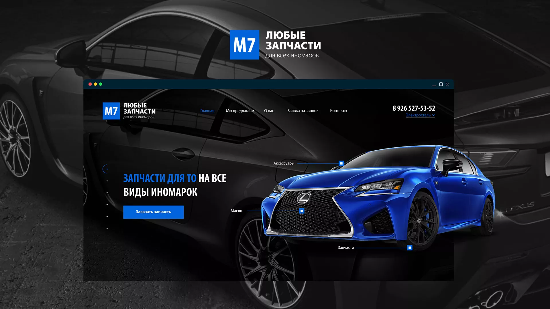 Разработка сайта магазина автозапчастей «М7» в Щучье