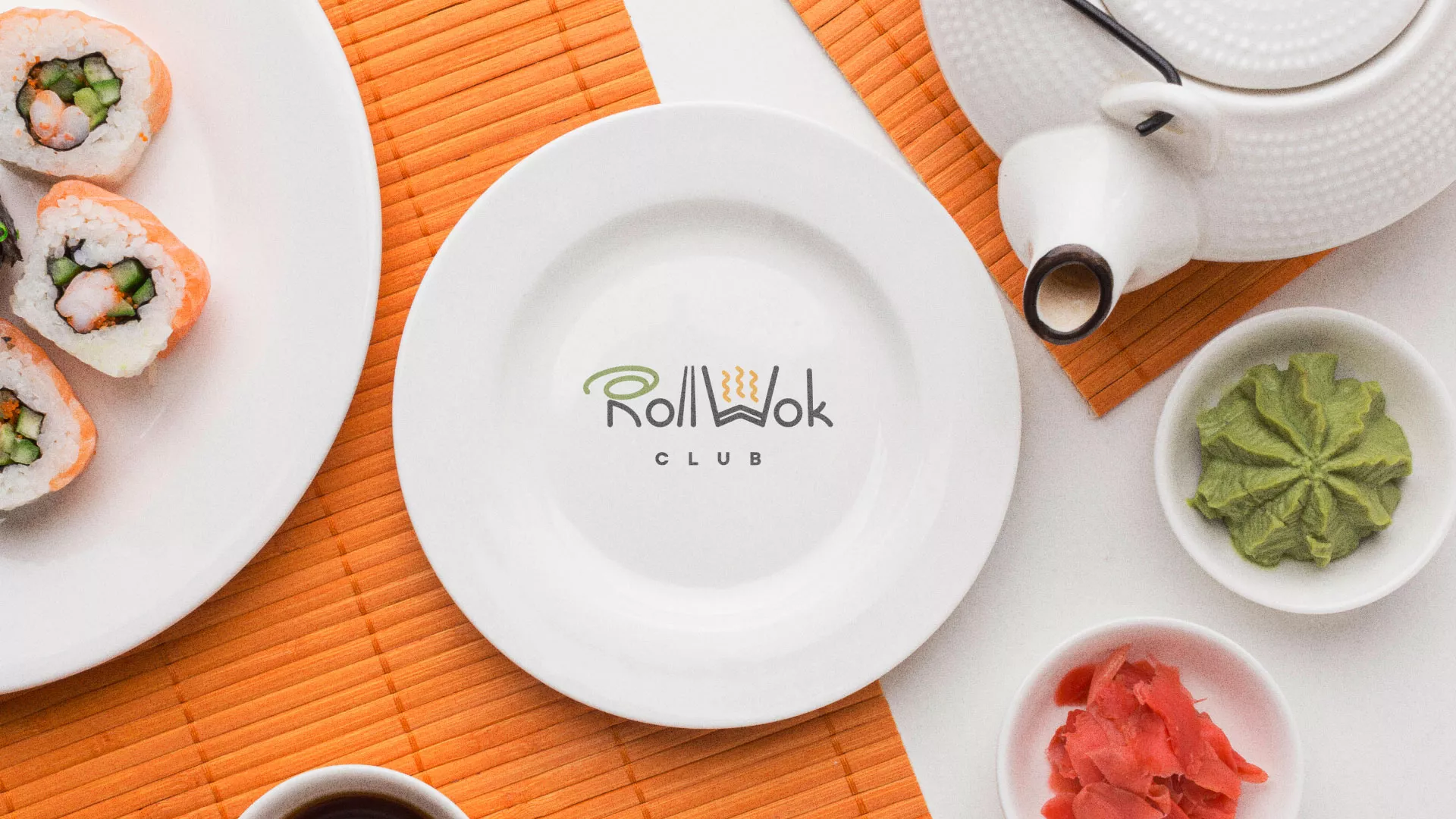Разработка логотипа и фирменного стиля в Щучье для суши-бара «Roll Wok Club» Разработка логотипа и фирменного стиля в Щучье для суши-бара «Roll Wok Club»